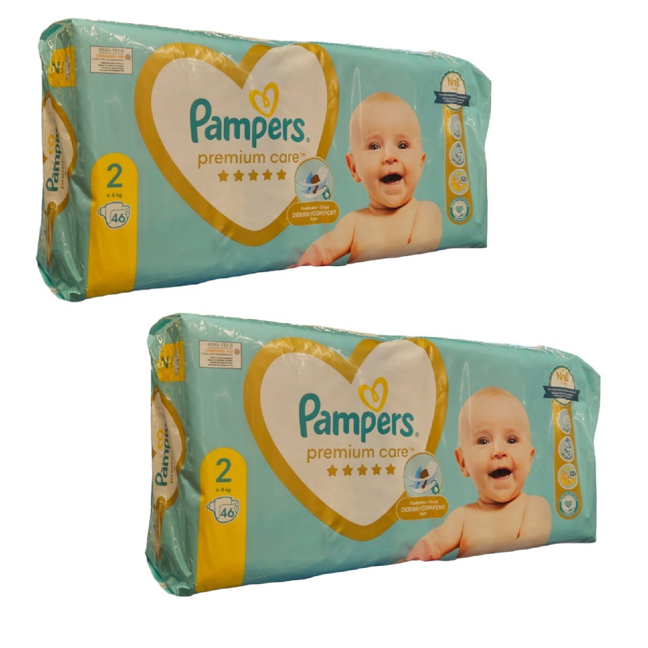 pampers premium 2 mini białe i zielone