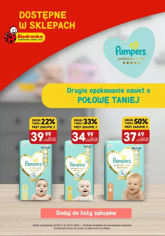 pieluchomajtki pampers najmniejsze